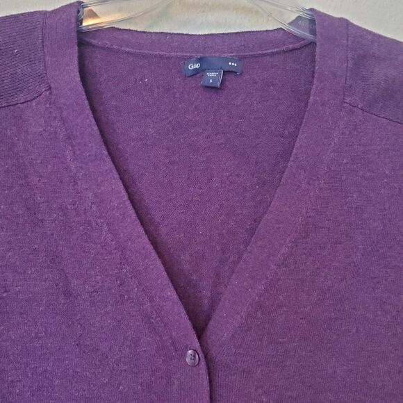 Vintage GAP Cardigan Sz S Cotton Nylon Acrylic Purple Button Up - Picture 2 of 16